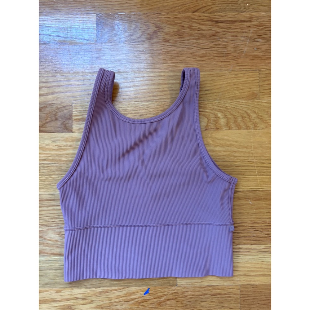 Lululemon Ebb to Street Tank Top Purple Ribbed High Neck Crop Tank